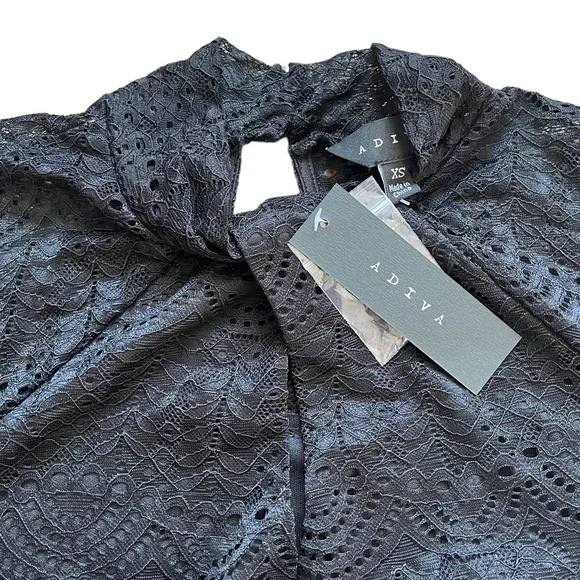 NWT Adiva Black Lace Long Sleeve Top | Women's XS - Picture 4 of 7